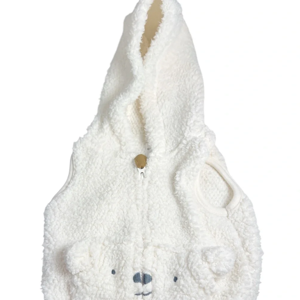 Cozy White Bear Hoodie Vest